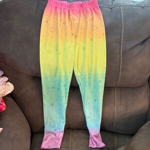 Size 8 - Kids Rainbow Heart Gradient Leggings - Pink Yellow Blue